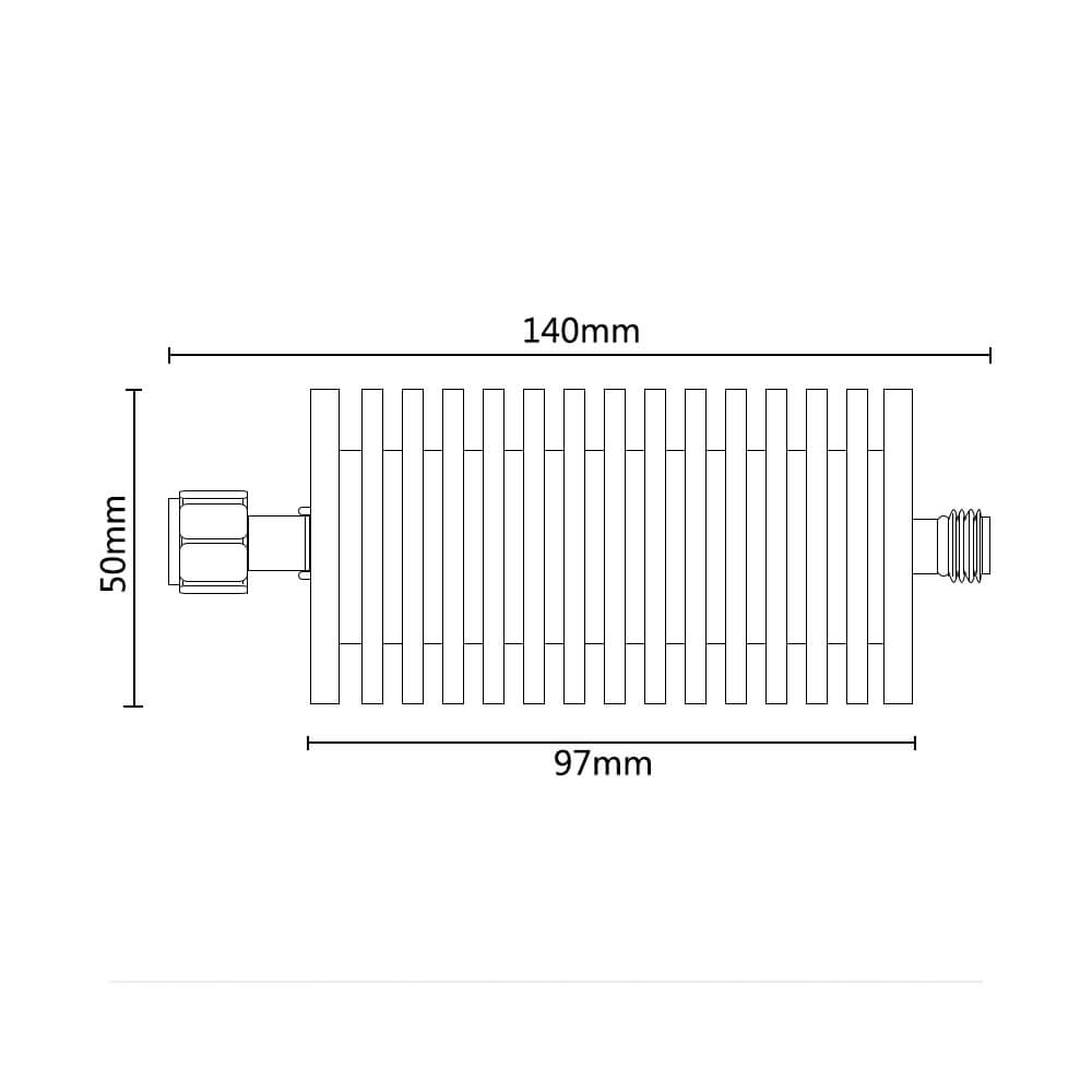 100W N attenuator dimension