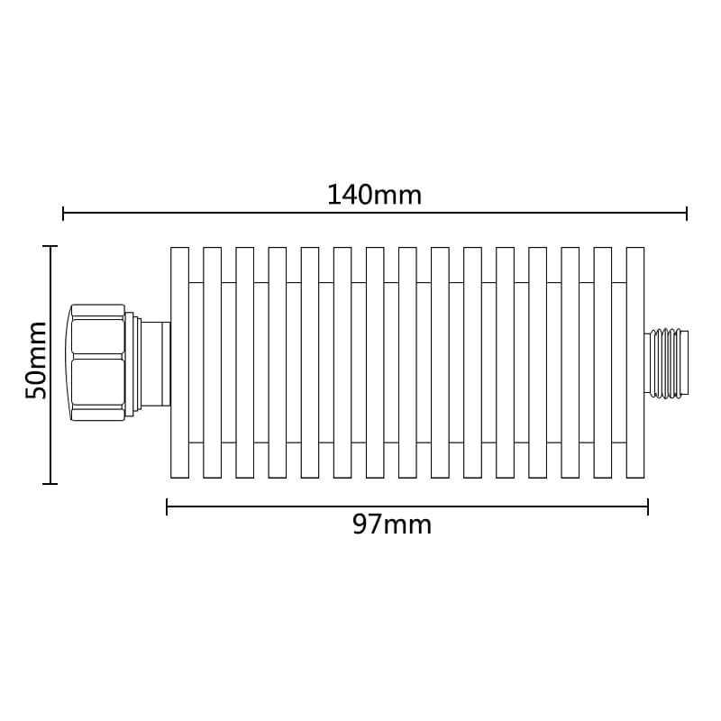 100W DIN attenuator dimension