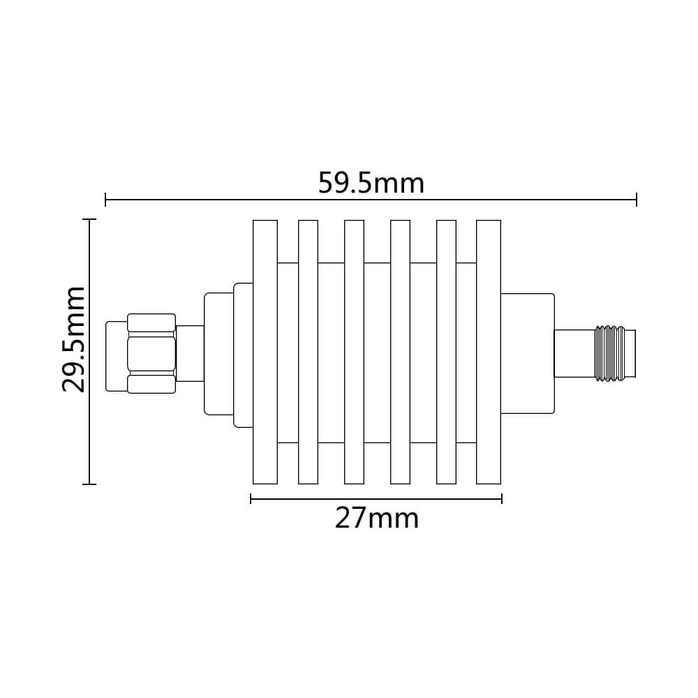 2W BNC Attenuator dimension