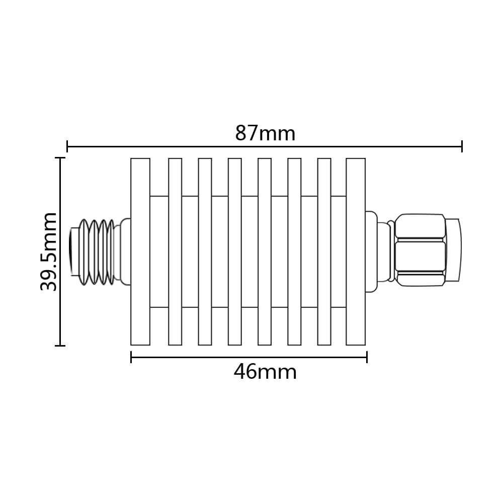 30W N attenuator dimension